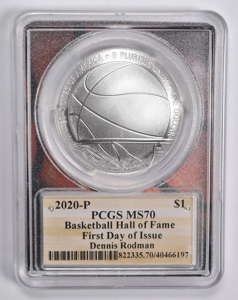 MS70 2020-P DENNIS RODMAN SIGNED Basketball HOF Commemorative Dollar PCGS *2302 - Image 2 of 4