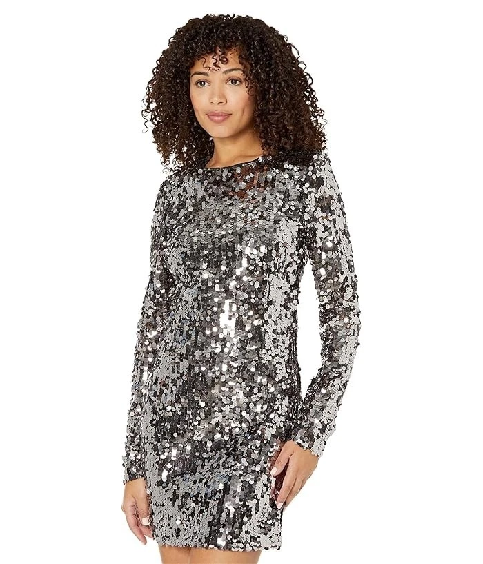 VALENTINO Bardot Valentina Mini Abito Donna 2 Paillettes Nero Zip Posteriore Girocollo ASM170