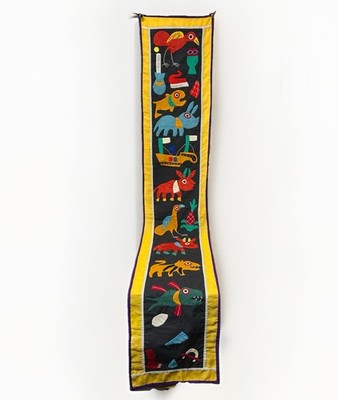Vtg Kings List Cloth Fon Benin Hand Sewn African Applique Pictorial Tapestry