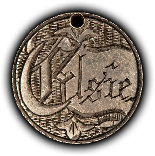 Love Token ELSIE Script on 1887 Seated Liberty Silver Dime Host Coin - SKU-Z6549