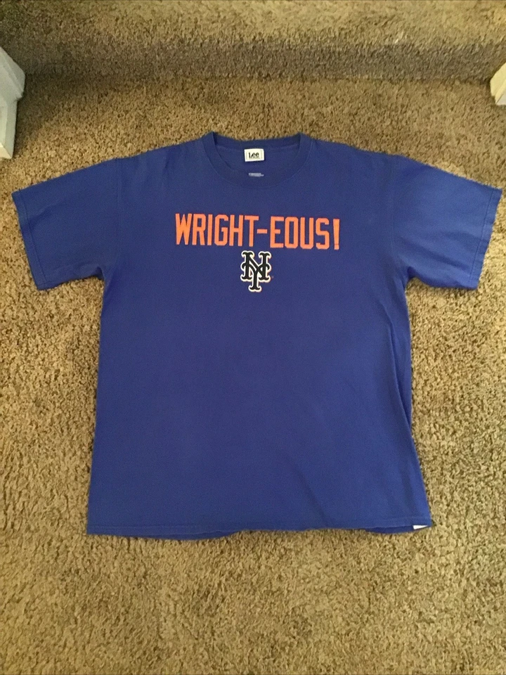 VINTAGE 2006 New York Mets WRIGHT-EOUS David Wright Jersey Shirt Size Large - Image 2 of 3