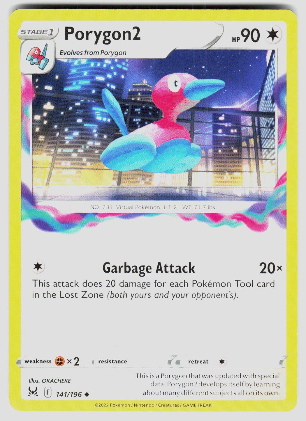 PORYGON2 141/196 UC LOST ORIGIN POKEMON LP