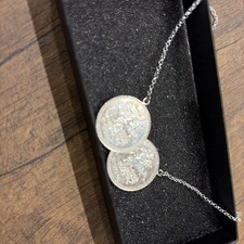 Sterling Silver Double St. George Coin Pendant w/ Micro Belcher Chain