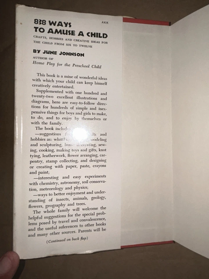 838 Ways to Amuse A Child by June Johnson (1960, Hardcover, Dust Jacket) Foto 4 de 4