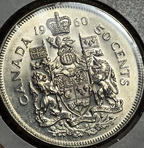 1960 Canada 50 Cents 80% Silver Proof Like World Coin