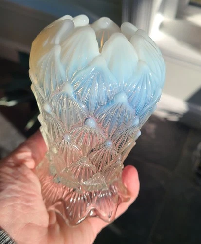 Northwood /Dugan White Opalescent Palasades/Lined Lattice RARE ROSEBOWL TOP-L@@K