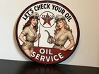 Hi Gloss Texaco Gasoline service Pinup Girl Vintage  Style Metal Sign