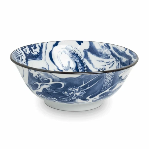 Blue & White Dragon Design glazed Ceramic Japanese Dining Bowl Â€“ 19.2cm
