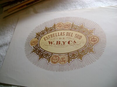ESTRELLAS DEL SUD-VINTAGE INNER CIGAR BOX -EMBOSSED LABEL 