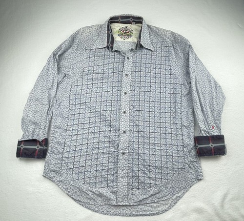 Robert Graham Men’s L Long Sleeve Shirt Blue Geometric Button Down - Picture 2 of 15