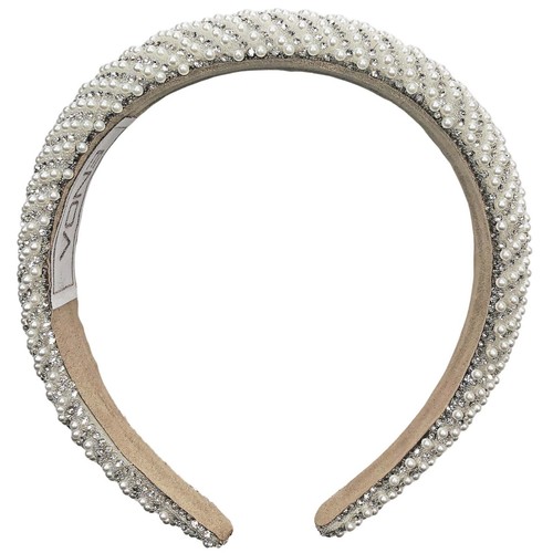 Bridal Pearl and Rhinestone Headband Womens One Size OS Hair Accessory - Picture 5 of 7