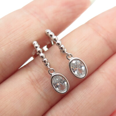 925 Sterling Silber Ovalschliff C Z Perlen Creolen