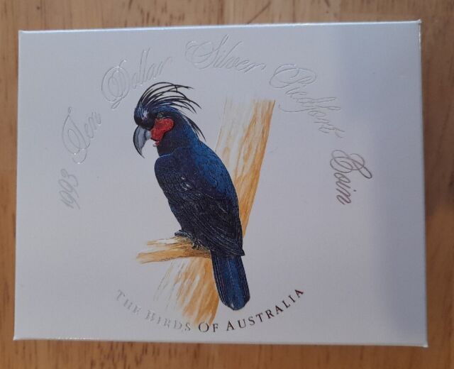 1993 $10 Silver Piedfort Coin. The Birds of Australia. Palm Cockatoo