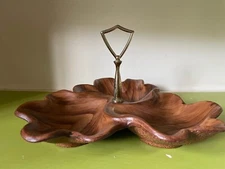 Wood Finish Ceramic Snack Tray