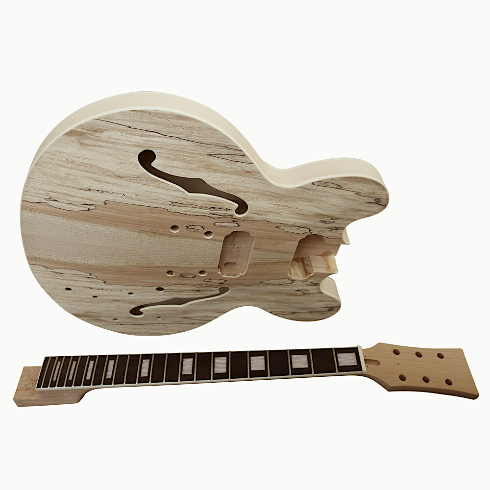 Coban Guitars ES260 Electric Guitar DIY Kit – Spalted Maple Veneer, Chr / Cream