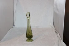 Fenton Green Swag Bud Vase Raised  Rose Pattern, 9 3/4"