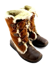 CHEROKEE Size 8.5 Brown Faux Fur Leather Winter Snow Women’s Boots NICE & CLEAN