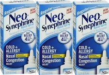 3 PACK- Neo-Synephrine Nasal Decongestant Spray Regular Strength 15ml each