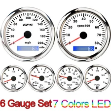 6 Gauge Set 85mm GPS Speedometer Tacho&52mm Temp Fuel Oil Pressure Volt Gauge 