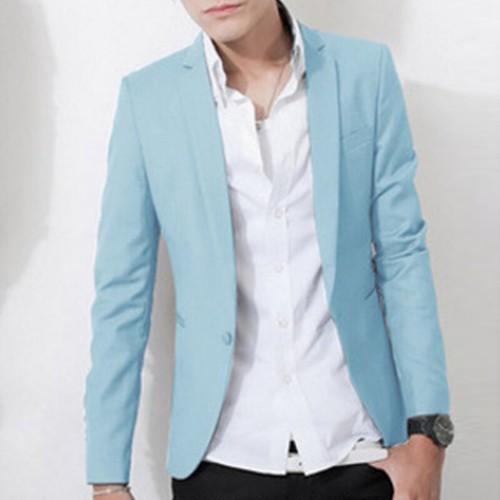 Business Coat Formal Coat Suit Jacket Men Blazer Tops Slim Fit Casual One Button - Picture 8 of 30