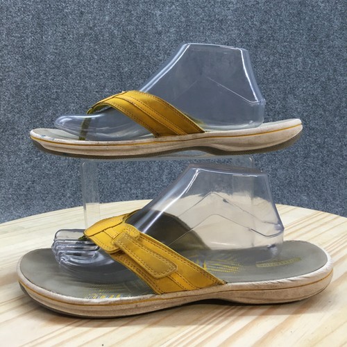 Clarks Collection Shoes Womens 10 Sunmaze Sky Flip Flop Flats Yellow Slip On - Picture 2 of 9