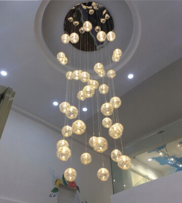 Gold Bronze Round Crystal Chandelier Pendant Light – Glass Ball Staircase/Villa Decor (90-260V)