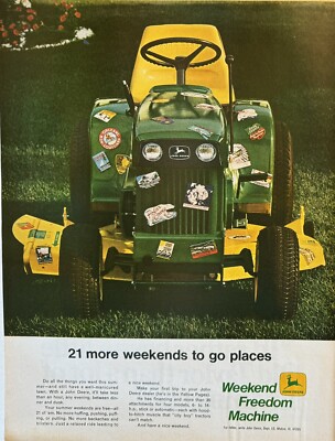 1960s JOHN DEER Lawnmower Vintage Oversize Ad 14x11