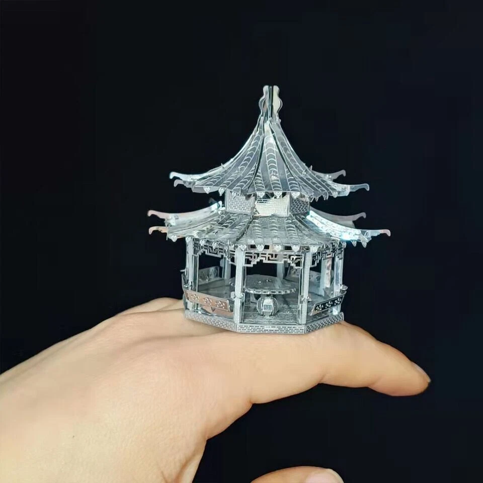 3D Metal Puzzle Chinese Pavilion DIY Assembled Model Adult Toy Small Ornament - Image 4 of 4