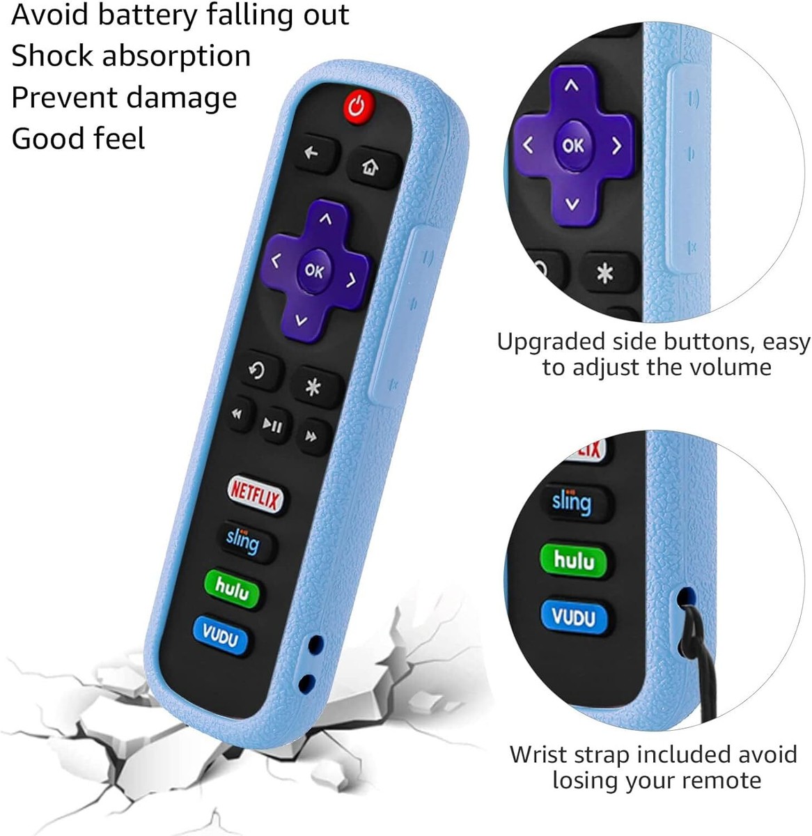 3-PACK) Universal Silicone Remote Cover for Roku Voice Remote GLOW