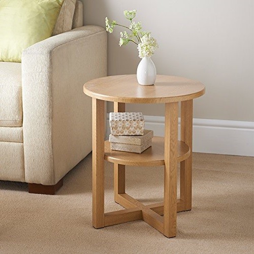 Small End Table Round Lounge Home Coffee Magazines Books Wood Side Furniture