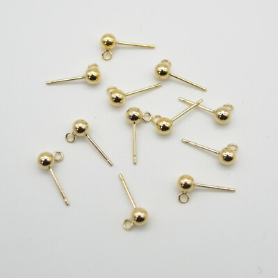 Gold gefüllte Kugel Ohrstecker mit offenem Ring, 14KT - 4mm - 2er, 10er Pack, ohne Rückseiten