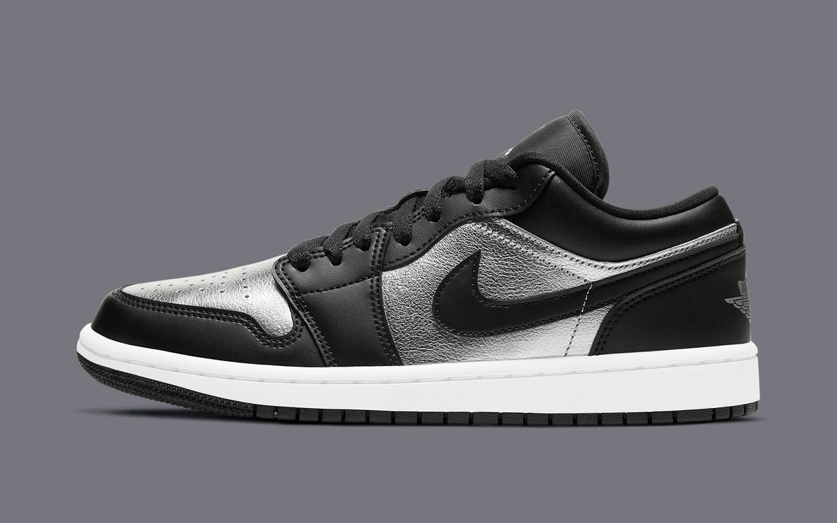 air jordan 1 low se black metallic silver
