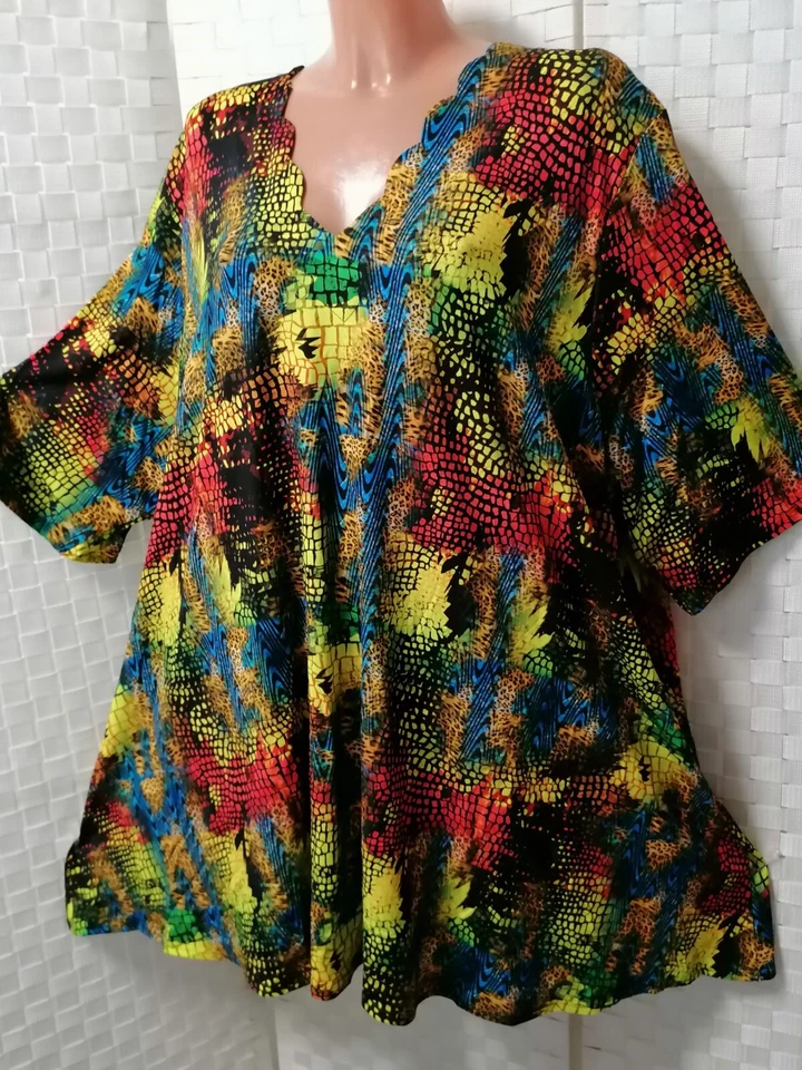 Naveed Tunika Shirt ca 56 58 60  (5)  NEU A-Linie Farbig bunt Viskose Elasthan - Bild 2 von 4