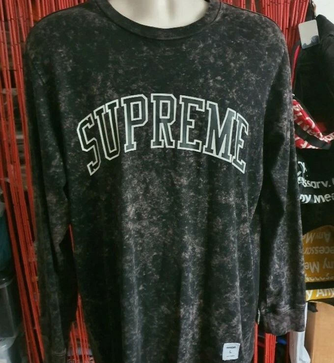 T shirt À Manches Longues Arc Logo Acid Wash Supreme SS17 Taille L Noir