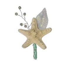 Starfish Boutonniere Faux Pearls Mint Green Groom Groomsman Wedding Brooch