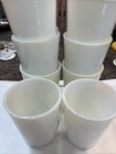 Set Of 8 Hazel Atlas Opalescent White Milk Glass Juice Tumbler 3.5" Tall Vintage