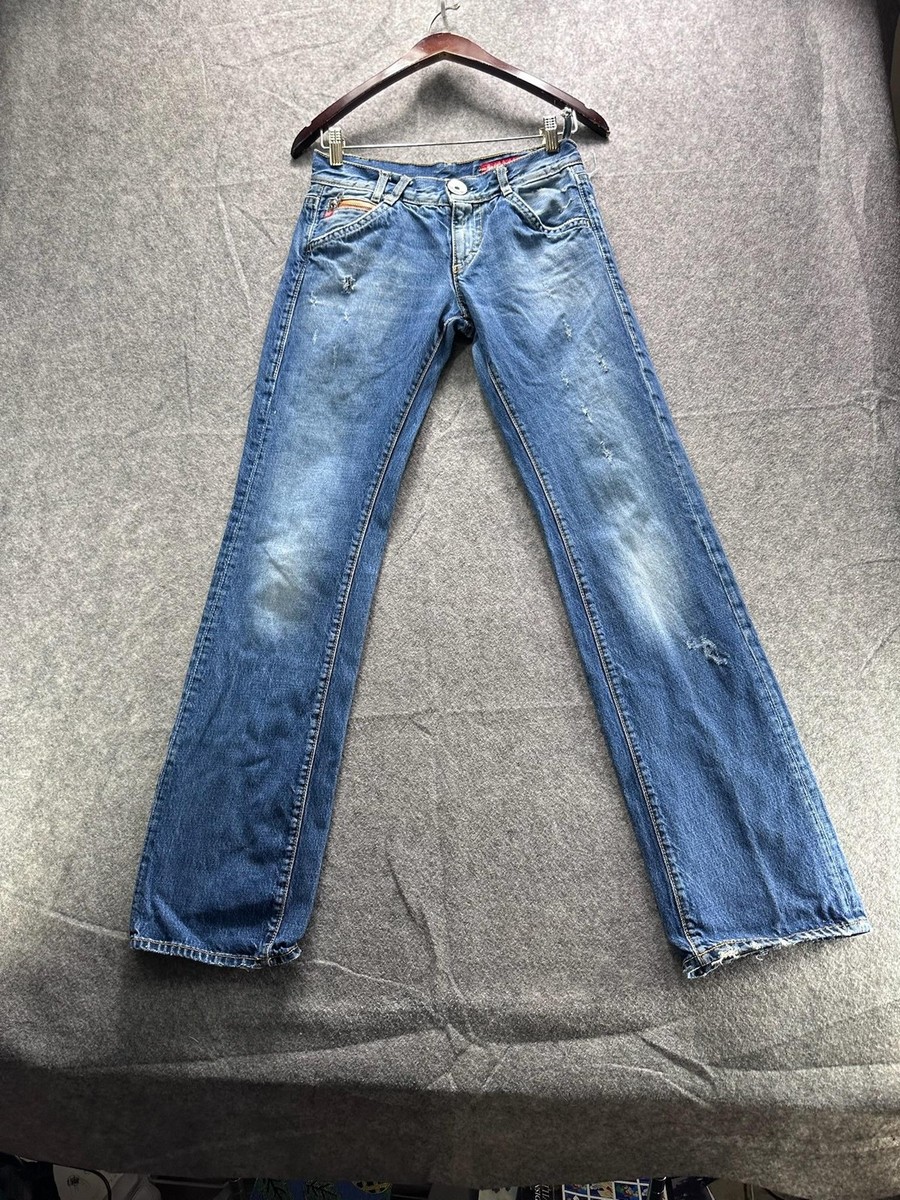 Miss Sixty Jeans Womens 26 Blue Low Rise Bootcut Distressed Y2k