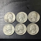 Washington Quarters Silver Lot of 6 Circulated 1943-1964 US Coins