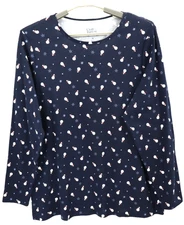 CROFT & BARROW Women's Cotton Tunic Top Long Sleeve Snowman Christmas Size 1X