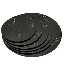 0.31" Thick Round Marbling Tempered Glass Tabletop Glass Table Top Dia. 20"-36"