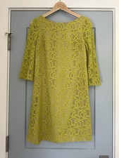 Nine West Chartreuse Green Lace Y2K Shift Dress Size 6 Major Fall Fashion Trend