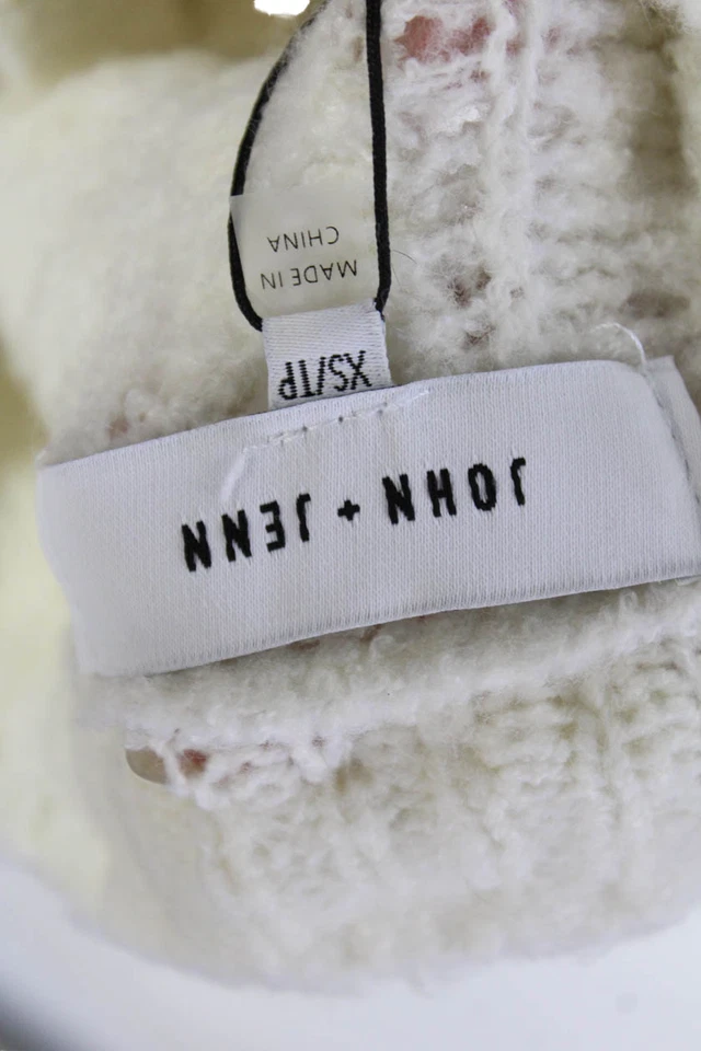 Suéter John + Jenn Mujer Algodón Manga Larga Tejido con Botones Blanco Talla XS Foto 4 de 4