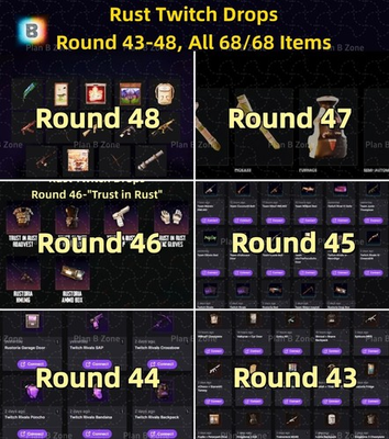 #ad RUST TWITCH DROPS ROUND 43 48 All 68 68 Items Digital Product $6.99