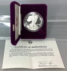 1987 S Proof American Silver Eagle - With Box & CoA