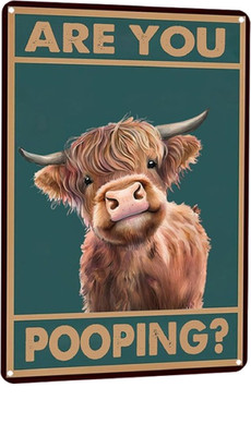 Western & Highland Cow Gifts Funny Highland Cow Are You Pooping Vintage Tin Sign
