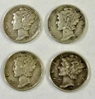 Lot 4 Mercury Dimes 1938-39-40-41 Various Cond/Mint See Images Indiv Collection