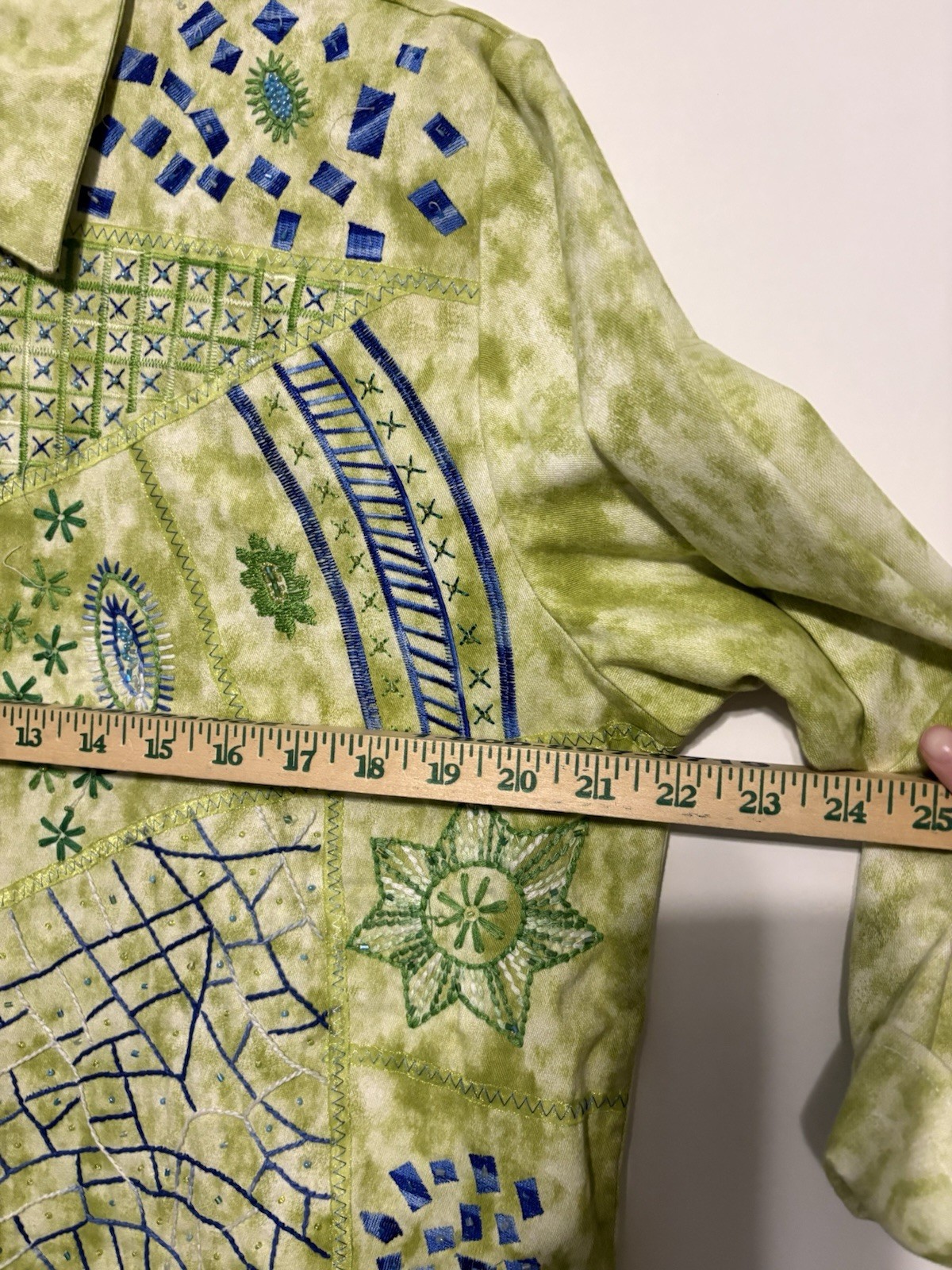 Multiples Sz 2 Jacket Zip Lime Green Embroidered … - image 6
