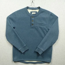LL Bean Shirt Mens Medium Katahdin Iron Works Bonded Waffle Fleece Henley 298100