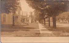 Quincy Michigan West Chicago Street Real Photo Postcard Early Homes Horse Buggy