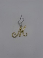 Harvey Lewis Gold Toned "M" Letter Initial  Swarovski Christmas Ornament